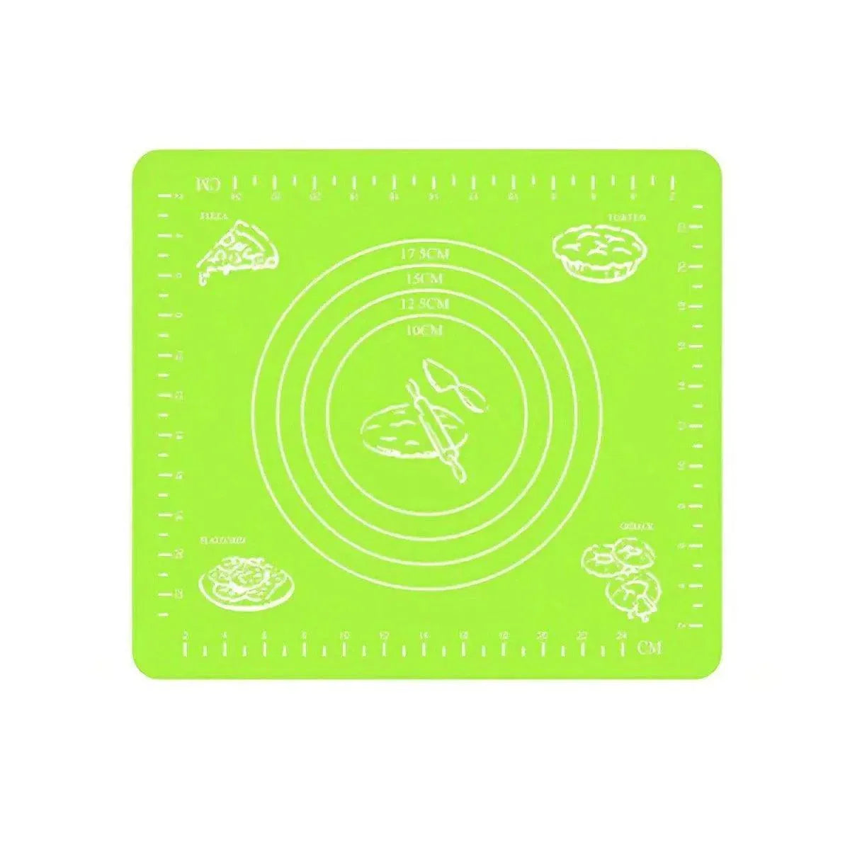 Green Reusable Non-Stick Silicone Rolling Dough Mat Cake Pastry Baking Fondant Sheet - 29*26cm