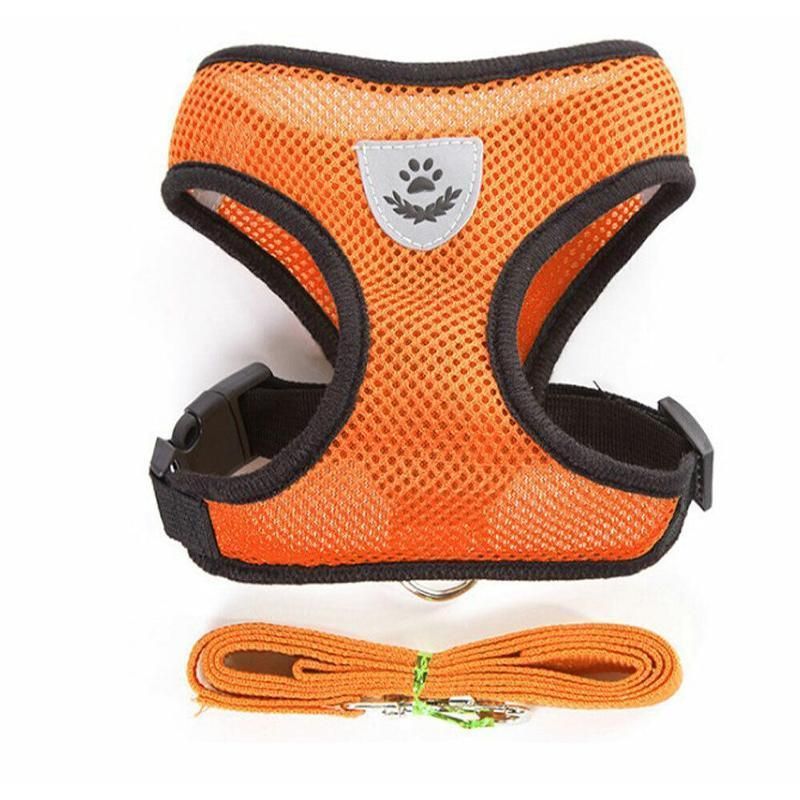 M Size Pet Dog Cat Puppy Soft Leash VEST Mesh Breathe Adjustable Harness Braces Clothes - Orange
