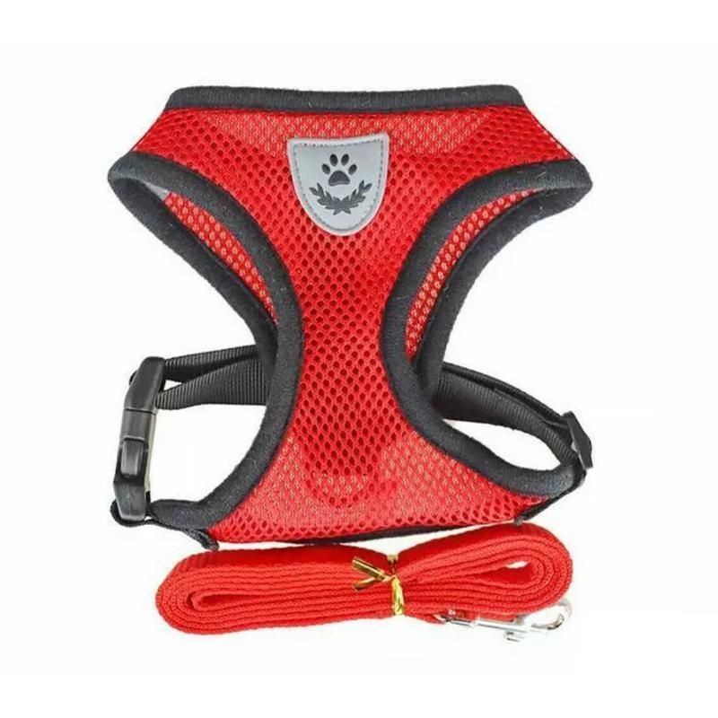 L Size Pet Dog Cat Puppy Soft Leash VEST Mesh Breathe Adjustable Harness Braces Clothes - Red