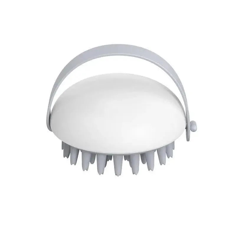 Handheld Scalp Massager Brush for Hair Washing and Shampoo with Silicone Bristles - White