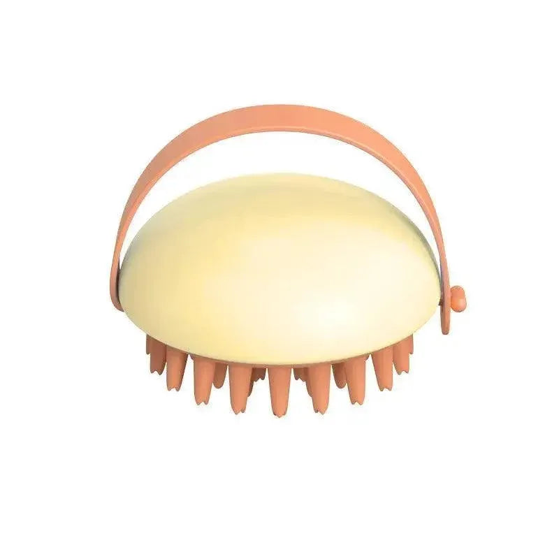 Handheld Scalp Massager Brush for Hair Washing and Shampoo with Silicone Bristles - Yellow