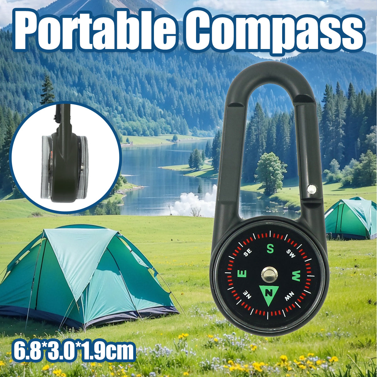 Compass Double Sided Portable Hiking Climbing Guide with Buckle Outdoor