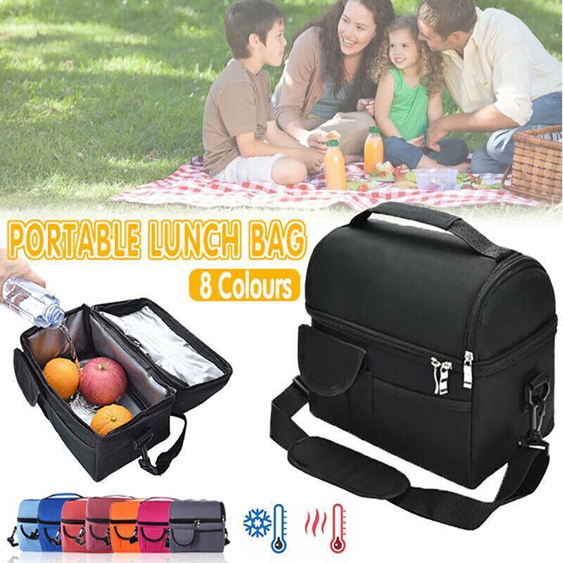 Insulated Lunch Bag Box Tote Cooler For Women Men Hot Cold Food Thermal - Rose Red