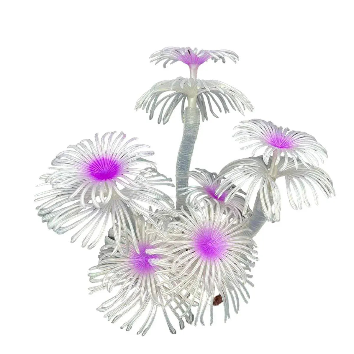 Soft Silicone Coral Aquarium Decoration Odor-Free Fish Tank Scenery Simulation - White Pink