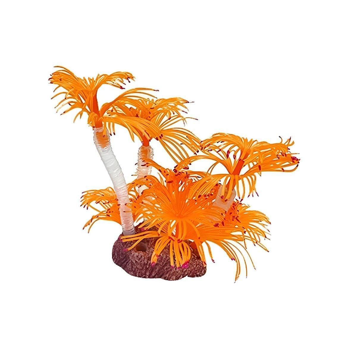 Soft Silicone Coral Aquarium Decoration Odor-Free Fish Tank Scenery Simulation - Orange
