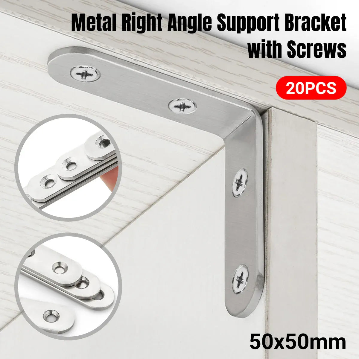 20PCS Stainless Steel Right Angle Support Bracket Sturdy for Furniture Repair