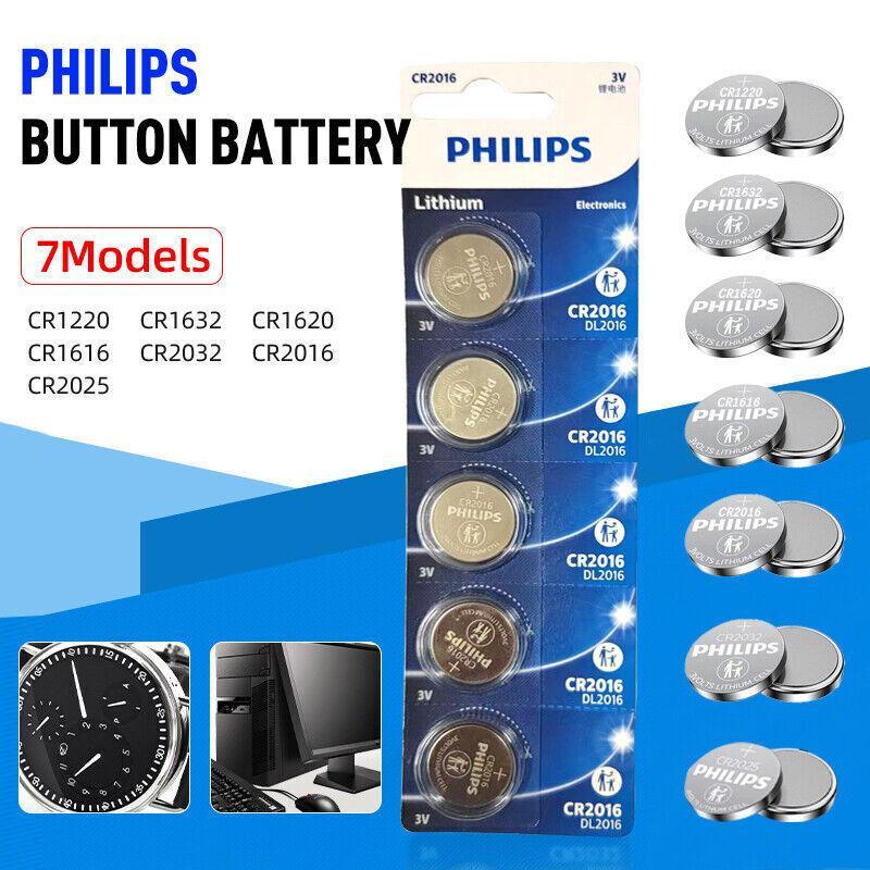 5-20Pcs Philips Cr1220 Cr1616 Cr1620 Cr1632 Cr2016 Cr2025 Cr2032 Button Battery - CR2032-5PCS