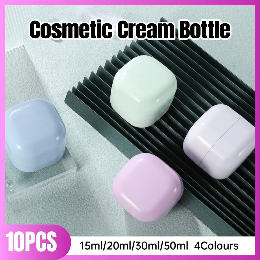 10PCS Square Lightproof Cream Jars Cosmetics Containers Skincare Lotion Makeup Jars - Pink 50ml