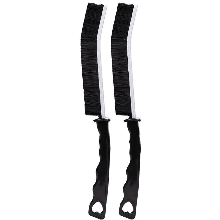 Hard Bristle Recess Crevice Cleaning Brush Household Tools Gap Cleaning Brush - 2pcs-Black