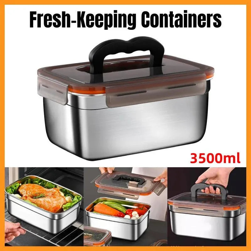 3500ml Stainless Steel Lunch Box Food Storage Container Meal Prep Crisper