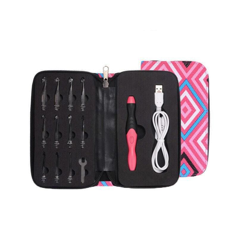 11 In 1 Led Light Up Crochet Hooks Set - Pink