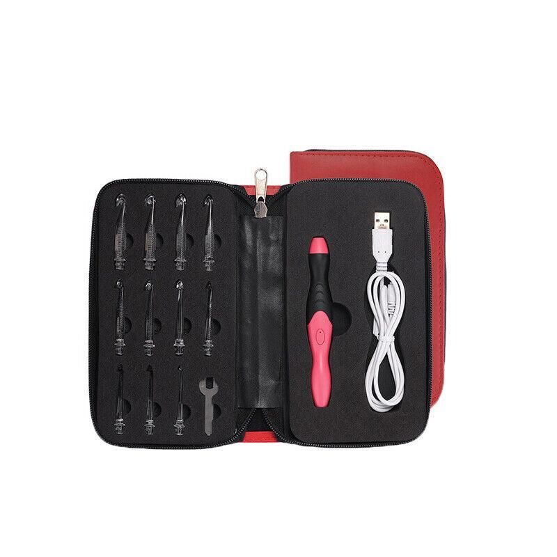 11 In 1 Led Light Up Crochet Hooks Set - Red
