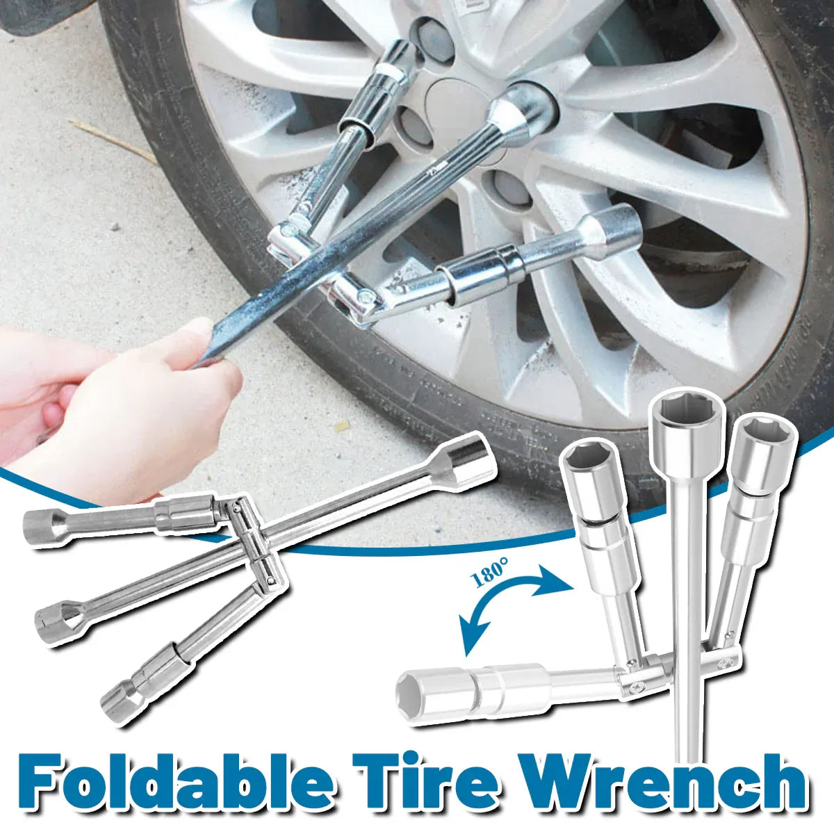 Foldable Tire Wrench Set Carbon Steel For Car SUV Truck Auto Repair Tool Kit
