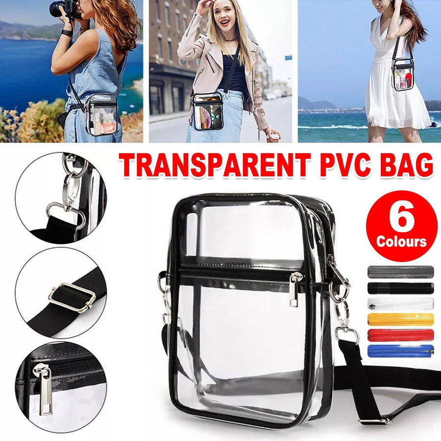 Transparent Crossbody Bag Clear Stylish Handbag for Men and Women Daily Use - Black