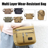 Multi Layer Canvas Crossbody Bag Casual Shoulder Bag for Travel Messenger Bag - Black