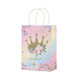 30pcs Pink Romantic Flower Tote Bag Cowhide Paper Elegant Design Gift Bag - Crown