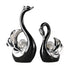 Swan Ceramic Tabletop Ornament Set Home Decor Figurine Gift Room Decoration Art - Black