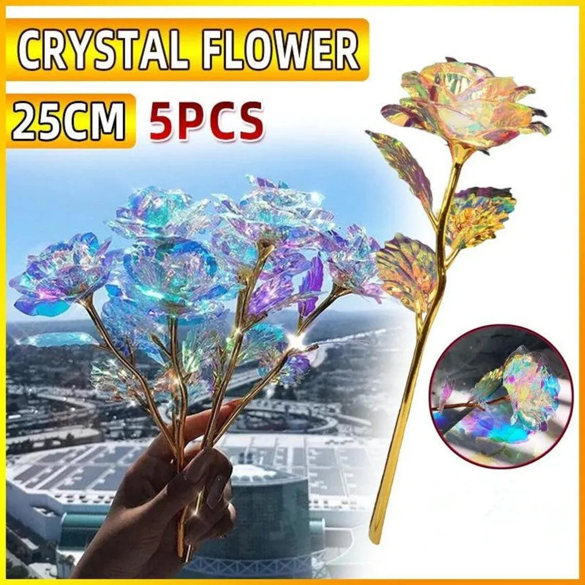 5PCS Luminous Rose Unique Gifts For Women Galaxy Crystal Flower Gift For Women