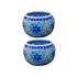 2Pcs European Style Colourful Mosaic Glass Candle Holder Cup Tabletop Decor - Blue