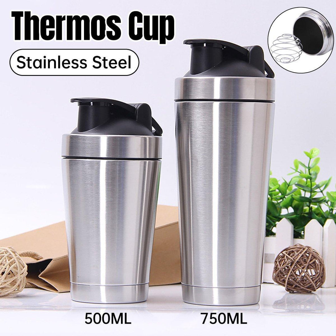 500/750ML Stainless Steel Protein Blender Shaker Cup Bottle Mixed Water Sport - 750ml