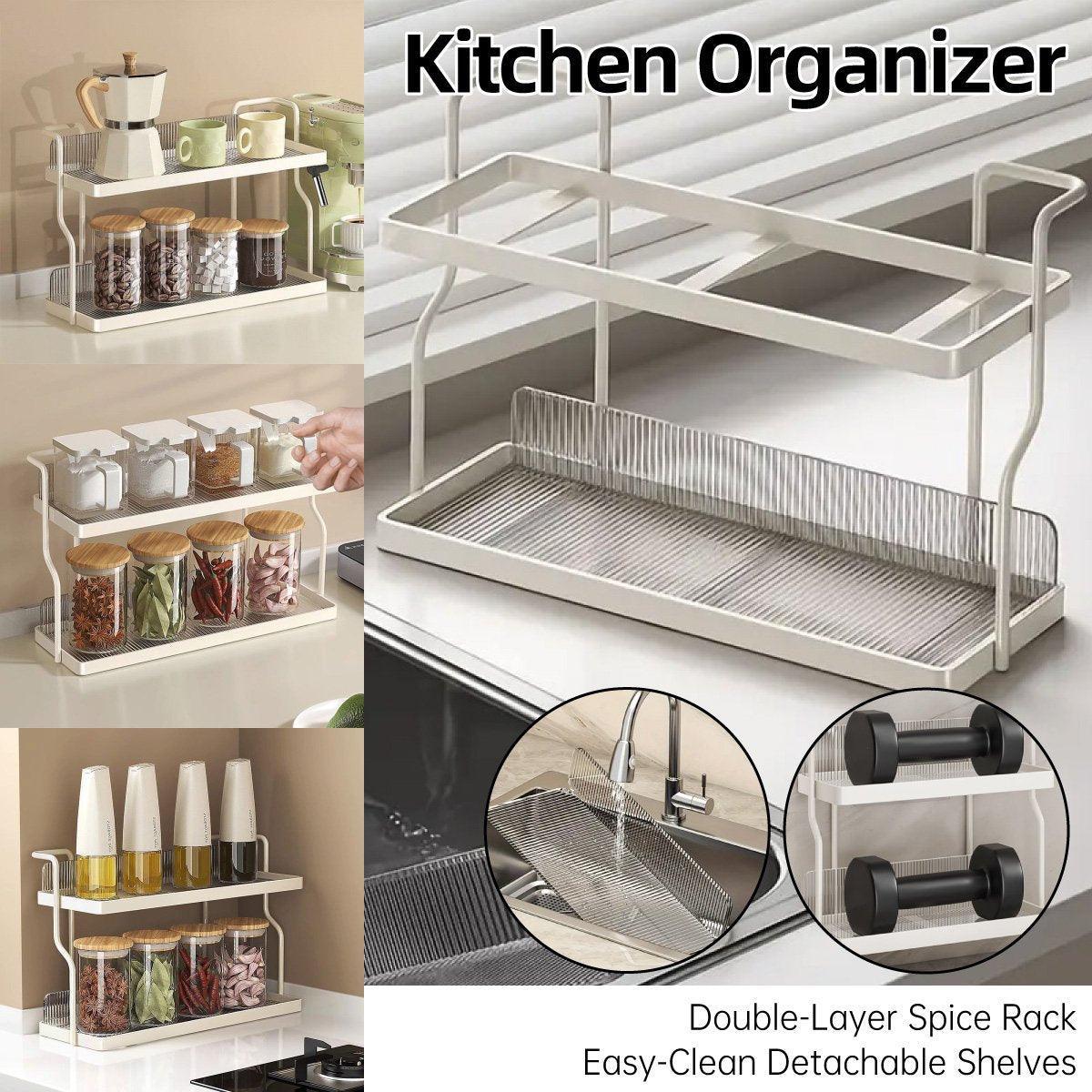 2 Tier Shelf Kitchen Storage Rack Organizer for Home and Countertop Organization