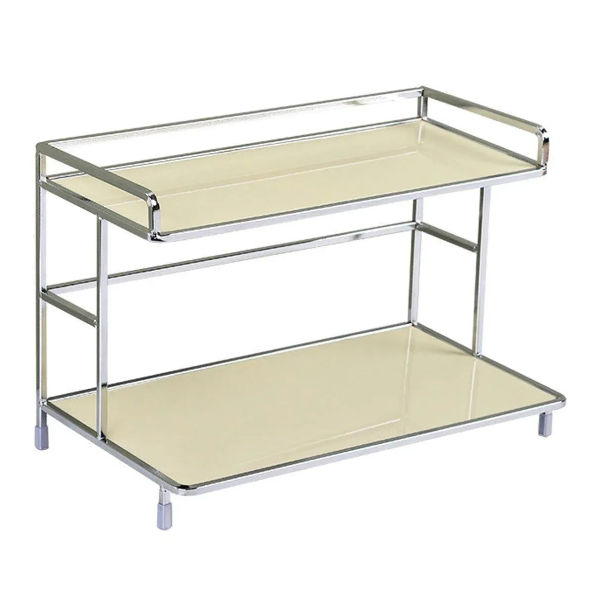 Kitchen Bathroom Desktop Storage Rack Water Cup Holder Cosmetic Iron Shelf - White