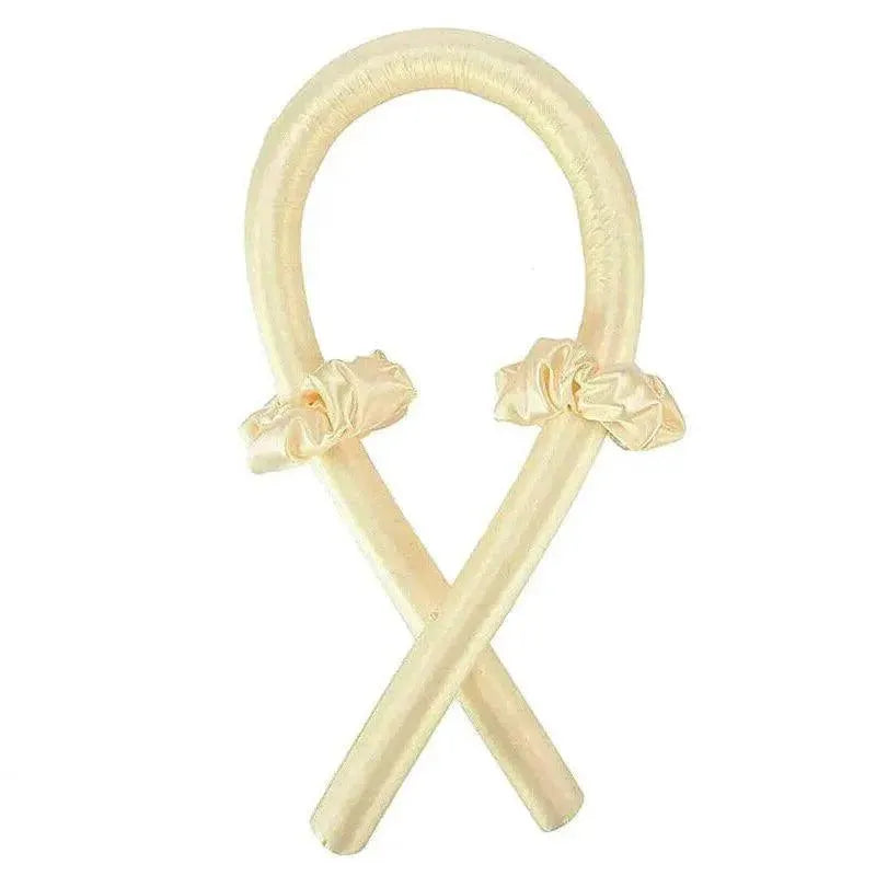 Heatless Curling Rod Headband Silk Curling Ribbon Hair Roller Lazy Curler Sets - 3Pcs/Set A (Beige，No Clip)