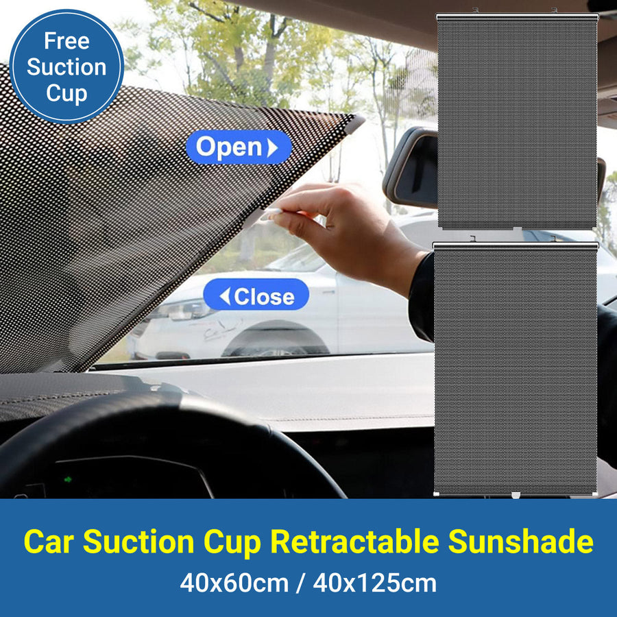 Car Window Sun Shade Retractable Side Visor Shield Cover Roll Curtain For Auto Use - 40x60cm