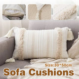 Bohemian Woven Pillow Cushion Waist Support Beige Decorative Sofa Throw Pillow