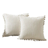 2PCS Corduroy Pillow Cover Luxury Decorative Cushion Case for Sofa Living Room - White
