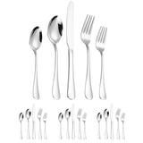 20/40pcs Stainless Steel Cutlery Set Knife Fork Spoon Western Hotel Tableware - Silver-20pcs
