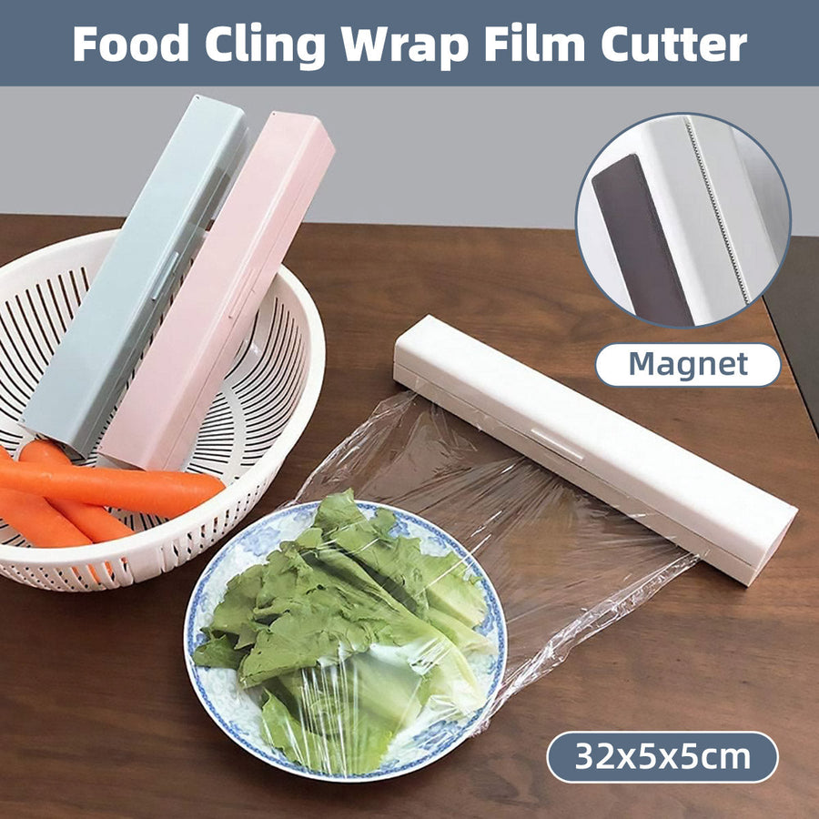Plastic Food Wrap Dispenser Cutter Foil Cling Film Storage Holder Box Kitchen - Green