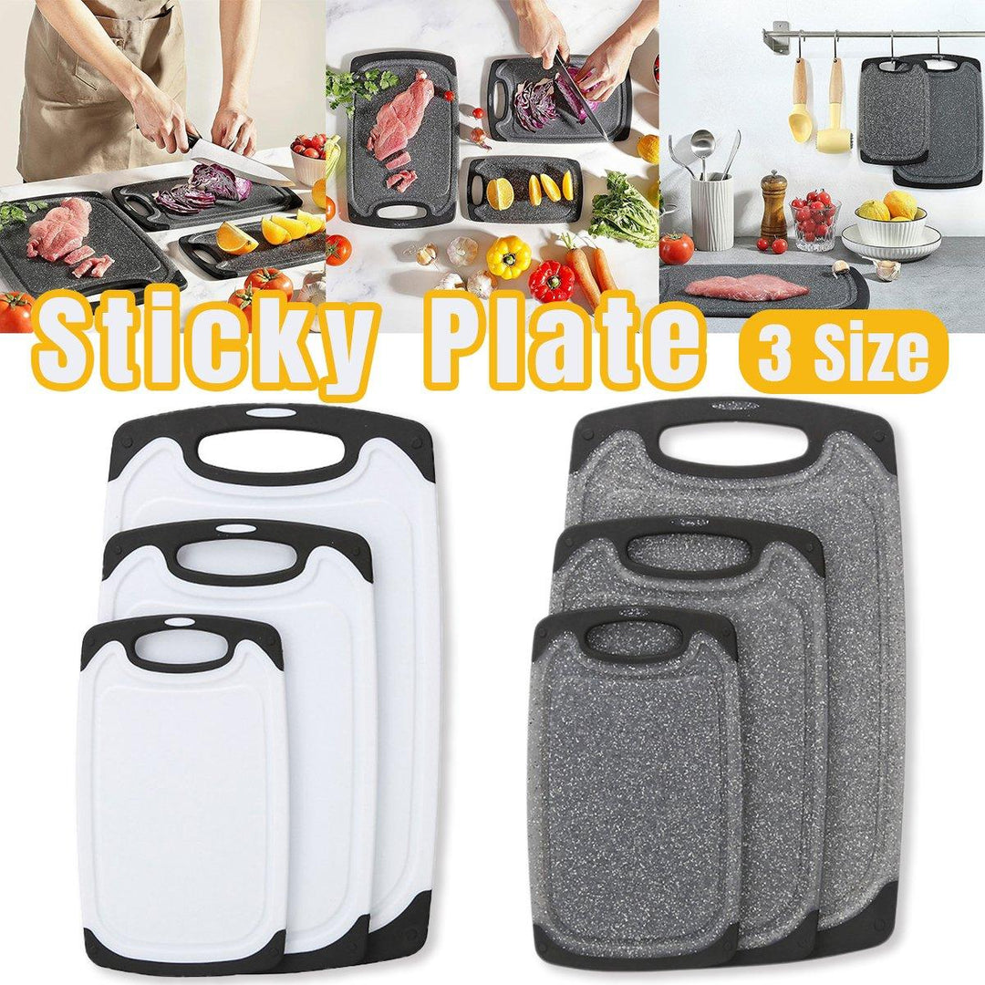 3pcs Wheat Straw Plastic Cutting Board Set Chopping Board Kitchen - Black