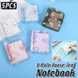 5PCS Portable 3 Hole Loose Leaf PVC Transparent Case Coil Mini Hand Ledger