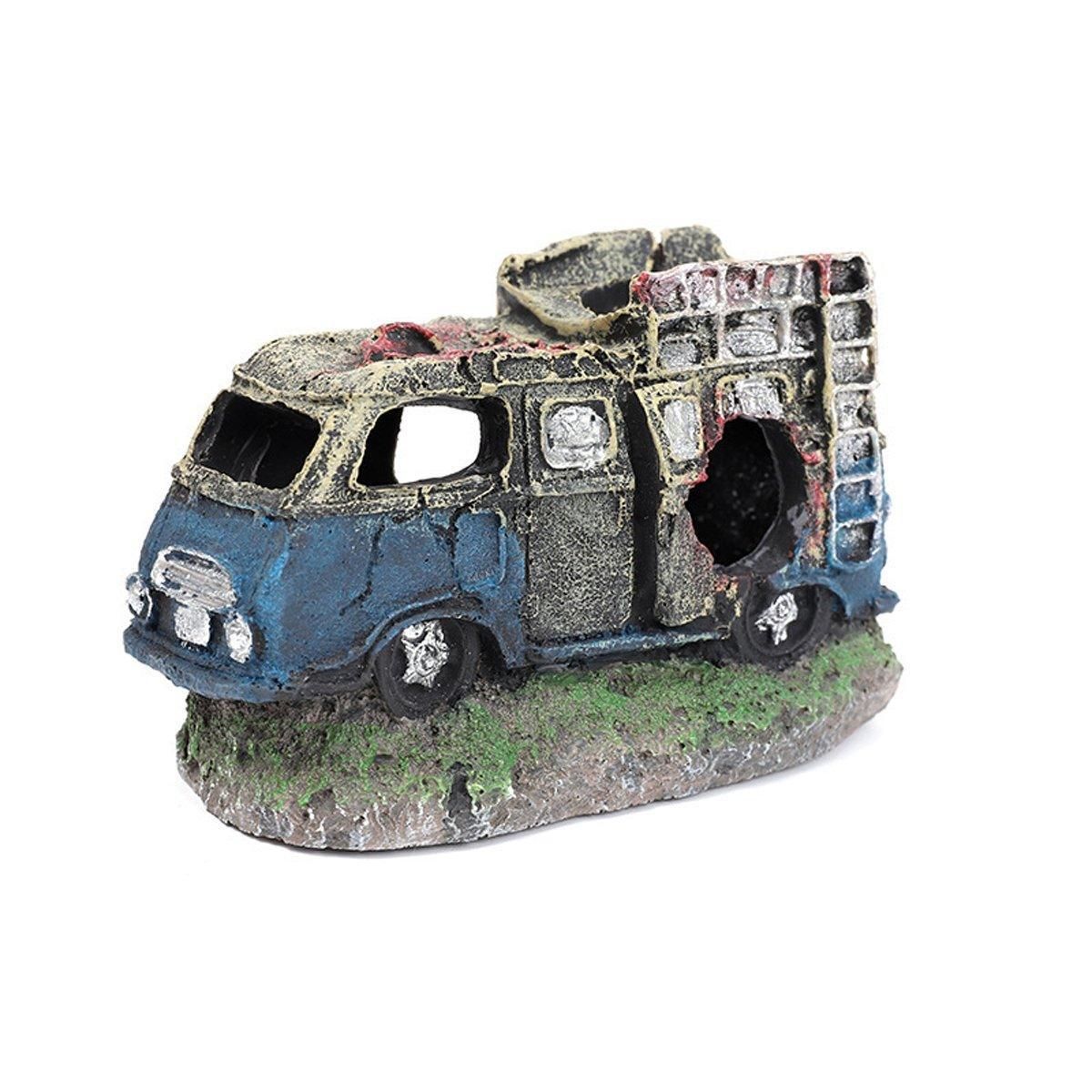 Creative Aquarium Decoration Resin Car Wreck Fish Shrimp Escape House Landscape - Old Caravans