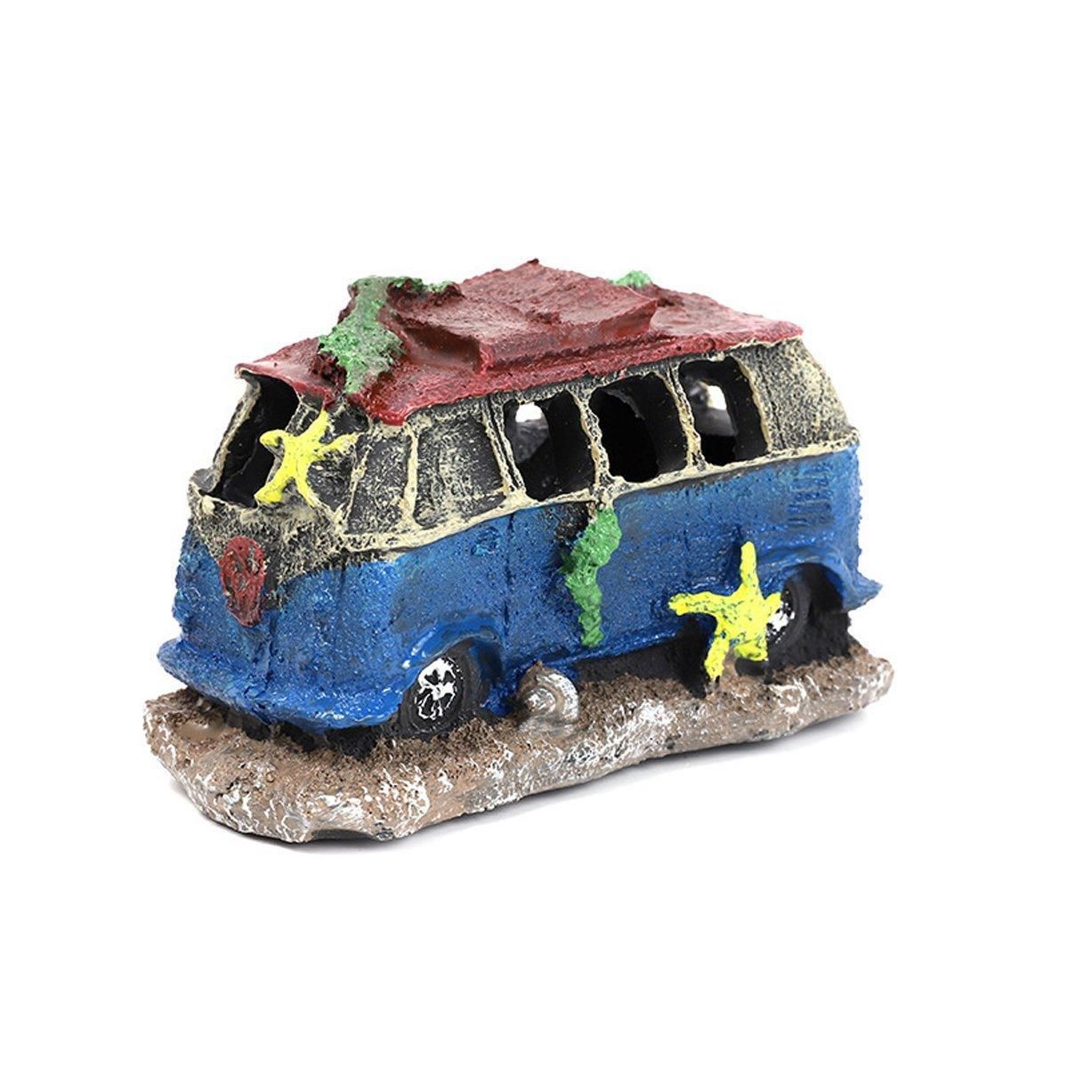 Creative Aquarium Decoration Resin Car Wreck Fish Shrimp Escape House Landscape - Old Bus