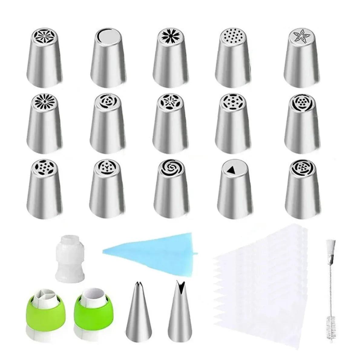 Russian Piping Tips Cake Decorating Set - 14 or 32 PCS Stainless Steel Nozzles - 32PCS