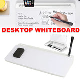 Desktop Whiteboard with Storage Tempered Glass Board for Office