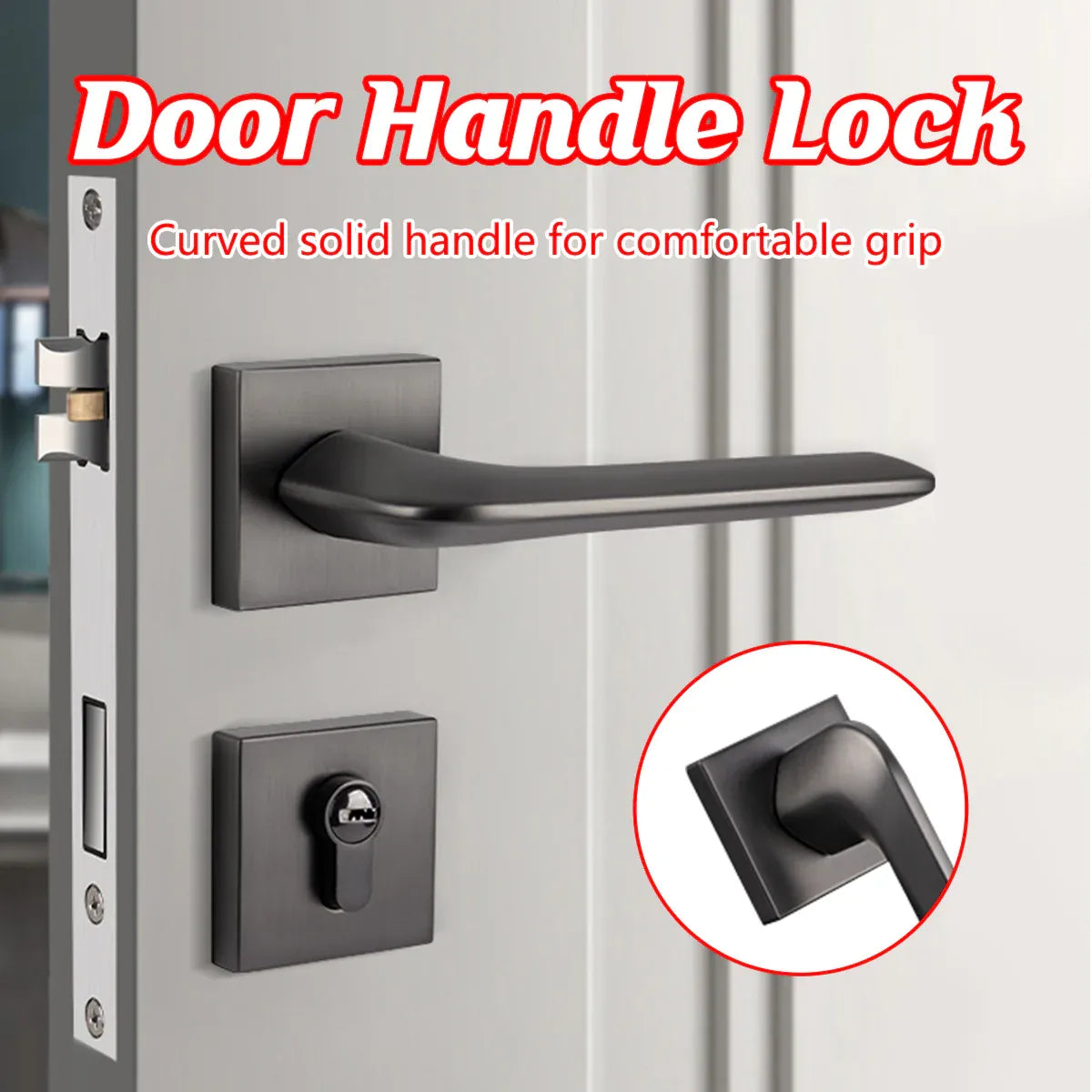Room Door Lock Modern Style Black Bedroom Door Handle Interior Light Luxury