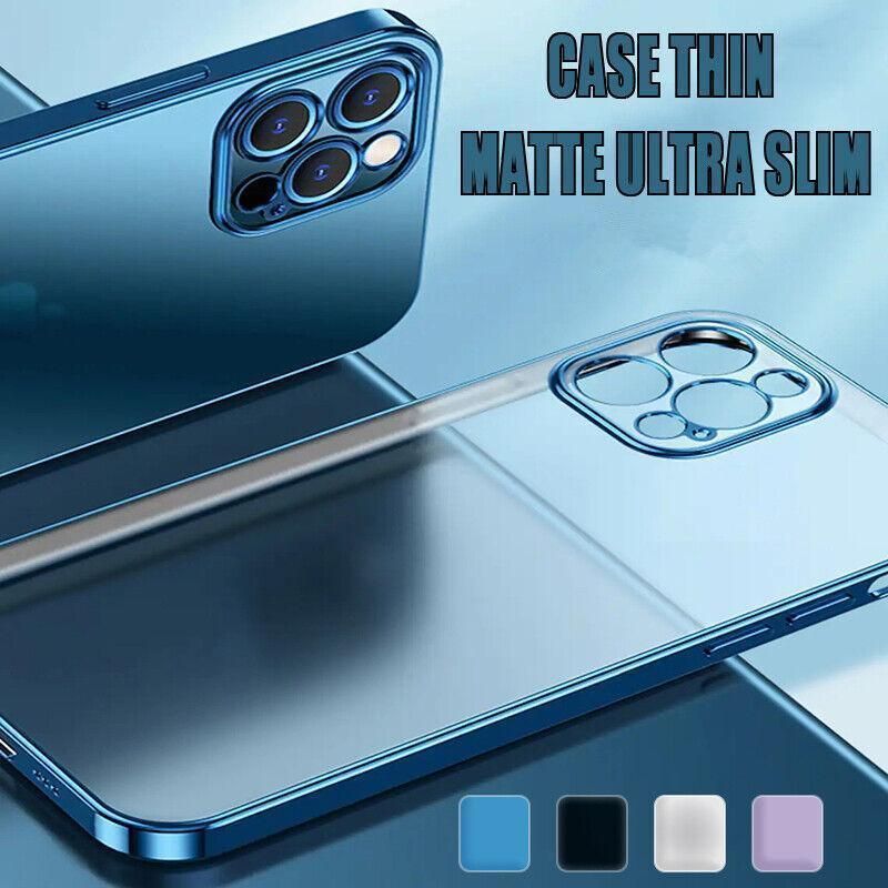 Blue For iPhone 13 12 11 Pro Max Case Thin Matte Ultra Slim Shockproof Clear Cover - iPhone X/XS
