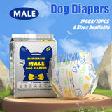 Male Disposable Dog Diapers Leakproof Breathable with Colour Indicator - L 63-81cm