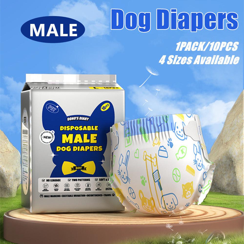 Male Disposable Dog Diapers Leakproof Breathable with Colour Indicator - L 63-81cm