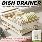 Multifunctional Dish Drying Drainer Stainless Steel for Kitchen Sink Counter Use