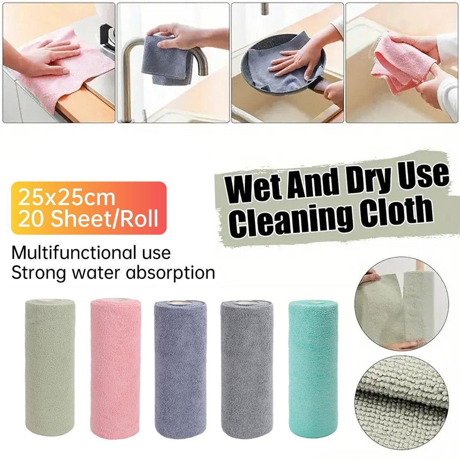 Multifunctional Kitchen Cleaning Towel Strong Absorbent Hand Tear Dish Cloth - Cyan Blue