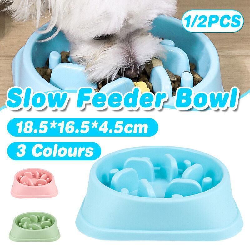 Dog-Bowl Dishes Slow-Feeder Large Pet-Eat Dogs Food-Nonslip Interactive Large - 2PCs Pink