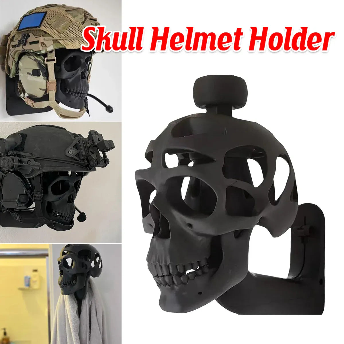 3D Skull Helmet Display Stand Wall Mounted Motorcycle Helmet Rack Holder Display