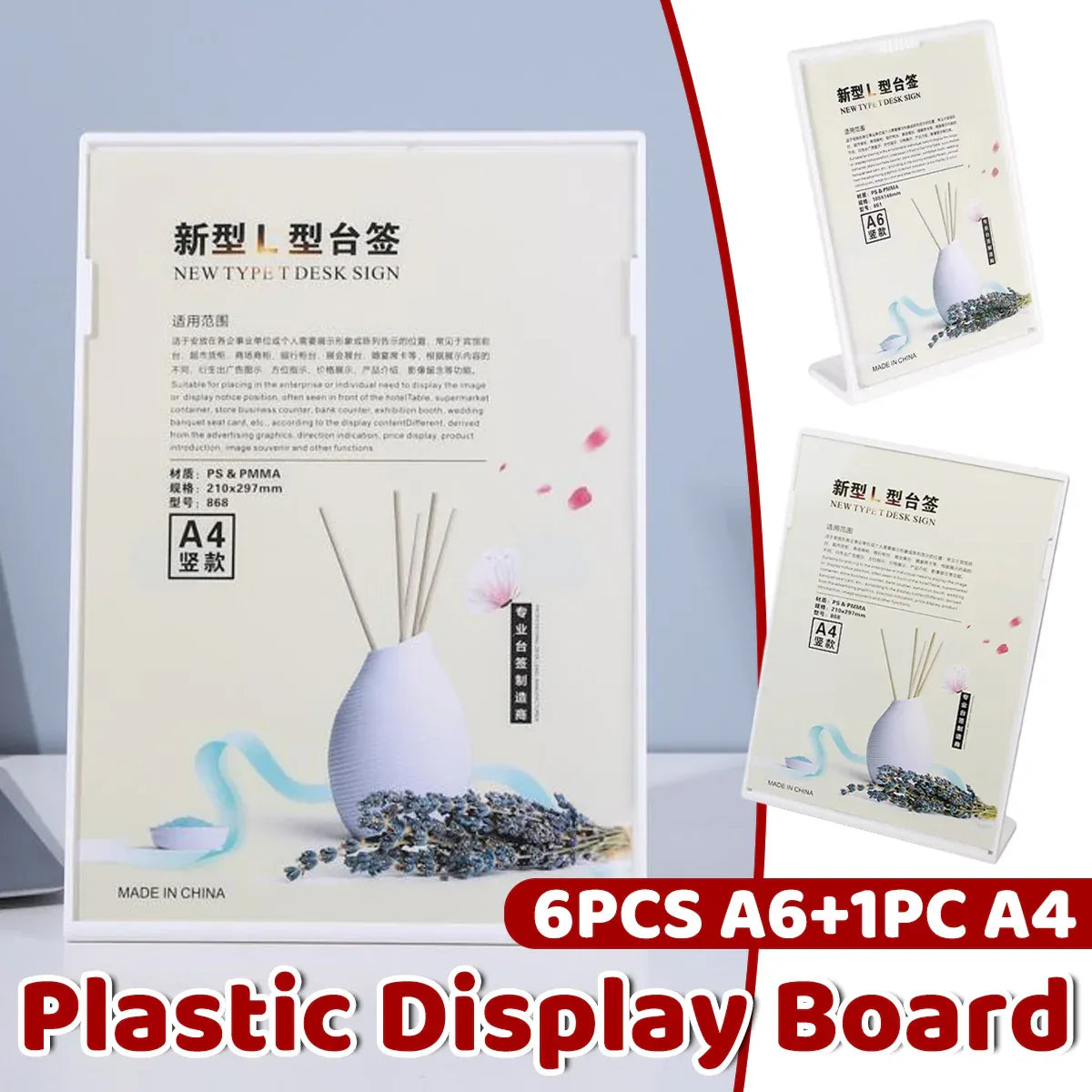 7PCS L-Shaped Table Plastic Display Board White Durable for Restaurant Hotel Use