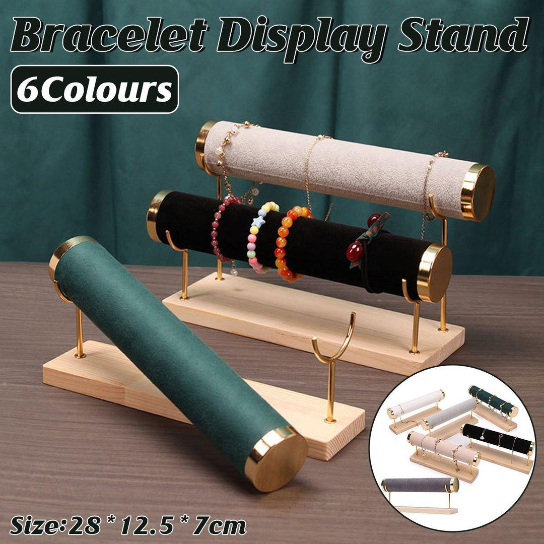 Wooden Bracelet Display Stand Single Tier Watch Bangle Holder Organizer Jewelry - Green