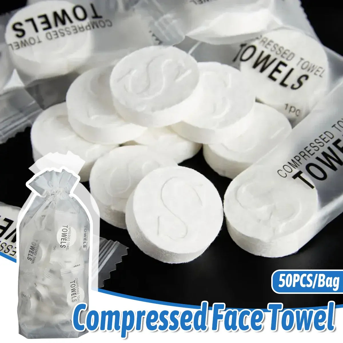 Compressed Face Towel 50pcs Portable Travel Wipes Coin Tissue Skincare Cleaning