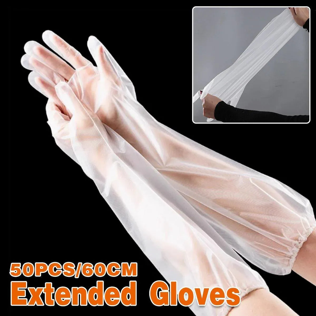 50pcs Waterproof Extended Arm Gloves Household Cleaning Gloves for Kitchen Use